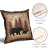 aportt Bear Pillow Covers 16x16 Inch Wild Animal Forest Cotton Linen Decorative Throw Pillow Case Nature Wildlife Tree Brown Cushion Cover Set of 2 Home Decor for Bedroom Sofa Living Room Couch Chair view 3