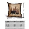 aportt Bear Pillow Covers 16x16 Inch Wild Animal Forest Cotton Linen Decorative Throw Pillow Case Nature Wildlife Tree Brown Cushion Cover Set of 2 Home Decor for Bedroom Sofa Living Room Couch Chair view 4