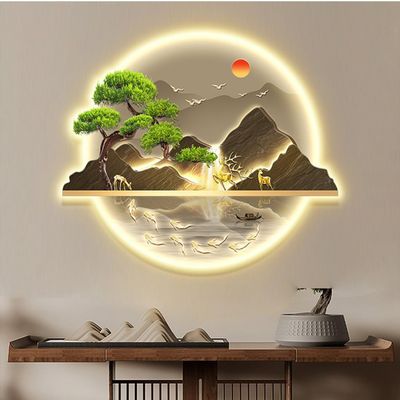 Bubinblau A,70 * 84cm, Zen Wall Art Decor, 3D Wall Sculptures Painting Hanging Wall Art with Led Light, Large Modern Metal Wall Sculptures, for Living Room Bedroom Office