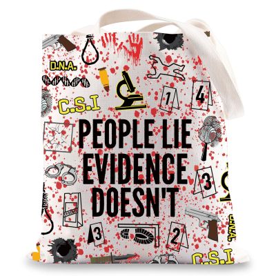 JNIAP Forensics Tote Bag Forensic Scientist Gifts People Lie Evidence Doesn't Criminologist Gifts CSI Investigator Tote Bag (PEOPLE LIE tb)