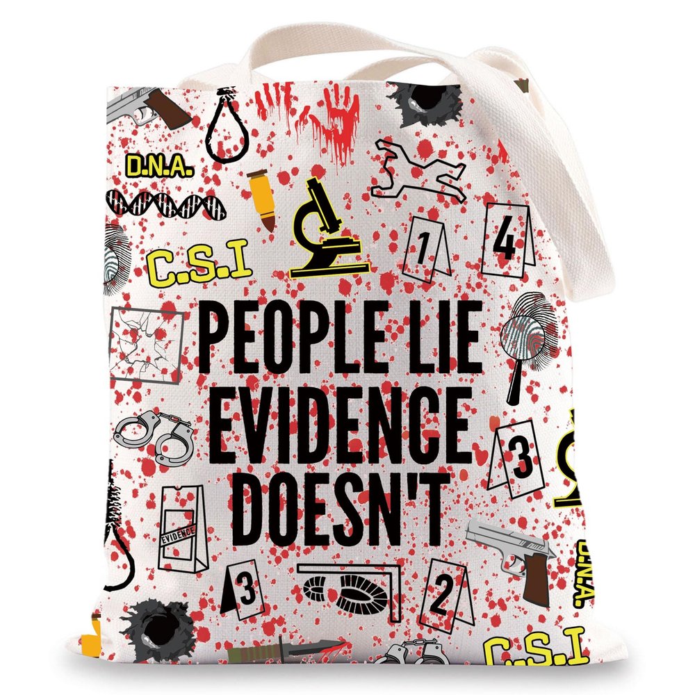 JNIAP Forensics Tote Bag Forensic Scientist Gifts People Lie Evidence Doesn't Criminologist Gifts CSI Investigator Tote Bag (PEOPLE LIE tb)