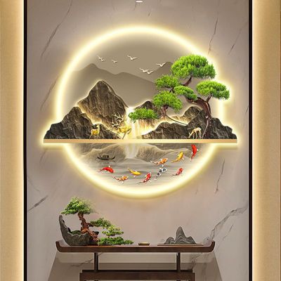 Bubinblau B,80 * 96cm, Zen Wall Art Decor, 3D Wall Sculptures Painting Hanging Wall Art with Led Light, Large Modern Metal Wall Sculptures, for Living Room Bedroom Office