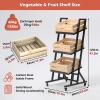 ZJKXJH 3 Layer Wood Display Rack with Wheels, Supermarket Snack Shelf Cart for Fruit Vegetable Produce, Convenience Store Food and Drink Holder for Shop/Home/Kitchen(Wooden) view 2