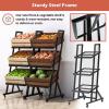ZJKXJH 3 Layer Wood Display Rack with Wheels, Supermarket Snack Shelf Cart for Fruit Vegetable Produce, Convenience Store Food and Drink Holder for Shop/Home/Kitchen(Wooden) view 3