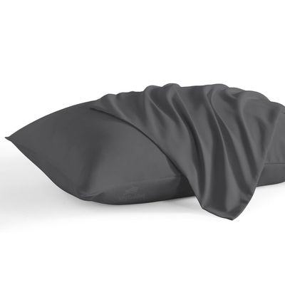 800 Thread Count Egyptian Cotton Pillowcases Set of 2, Super Soft and Breathable Zipper Closer Travel Pillow Cases, 13x18 Inches, Dark Grey Solid