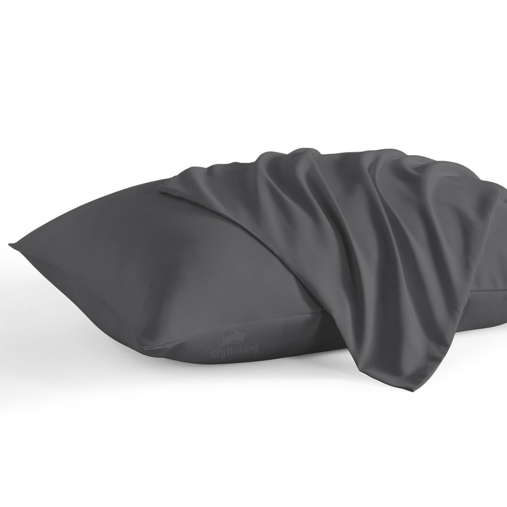 800 Thread Count Egyptian Cotton Pillowcases Set of 2, Super Soft and Breathable Zipper Closer Travel Pillow Cases, 13x18 Inches, Dark Grey Solid