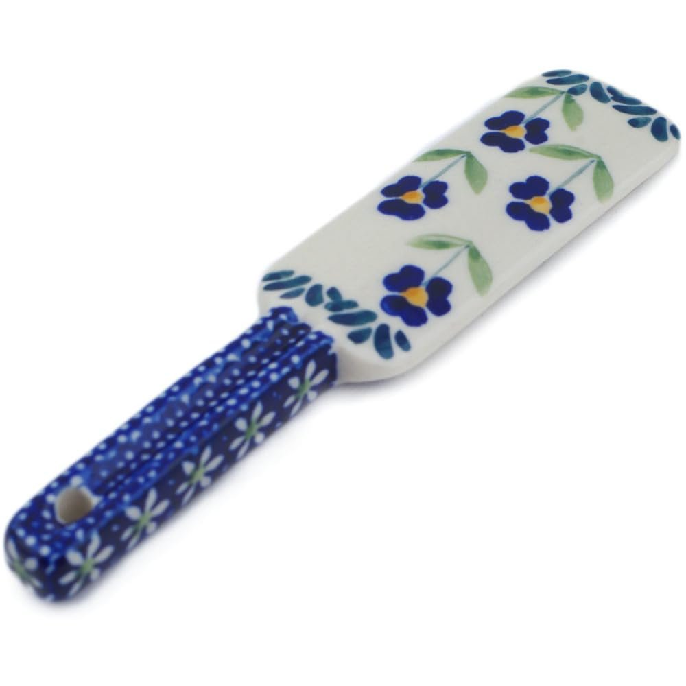 Polmedia Polish Pottery Spatula - Mariposa Lily Pattern Handmade in Boleslawiec Poland + Certificate of Authenticity