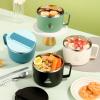 304 Stainless Steel Noodle Bowl with Lid Double Layer Insulated Ramen Cooker Set Large Capacity Lunch Box for Office Home Dorm School Picnic, Phone Slot and Detachable Chopsticks view 2