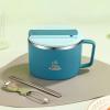 304 Stainless Steel Noodle Bowl with Lid Double Layer Insulated Ramen Cooker Set Large Capacity Lunch Box for Office Home Dorm School Picnic, Phone Slot and Detachable Chopsticks view 4