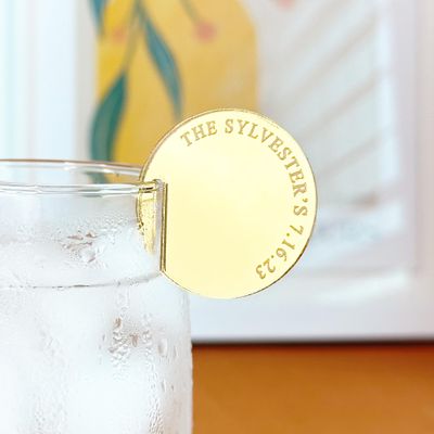 (10 Pack) Personalized Wedding Acrylic Drink Tags Wine Charm | Champagne Toppers | Cocktail Accessories | Custom Drink Tags | Drink Tag Decoration for Birthday, Bridal, Baby Shower, Bachelorette Party