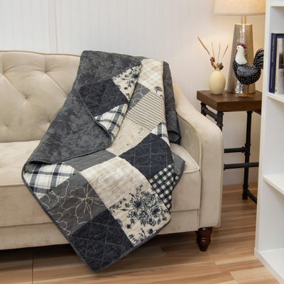 Donna Sharp Pieced Cotton Throw  Augusta Cotton Contemporary Throw Quilt Measures 50 x 60  Machine Washable