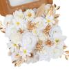 Garisey Artificial Flowers Combo, Mix Silk Flowers Roses, Peonies, Dahlias with Stems for DIY Wedding Bridal Bouquets, Baby Shower, Table Centerpieces, Home Decor, Fake Floral Arrangements-White view 1