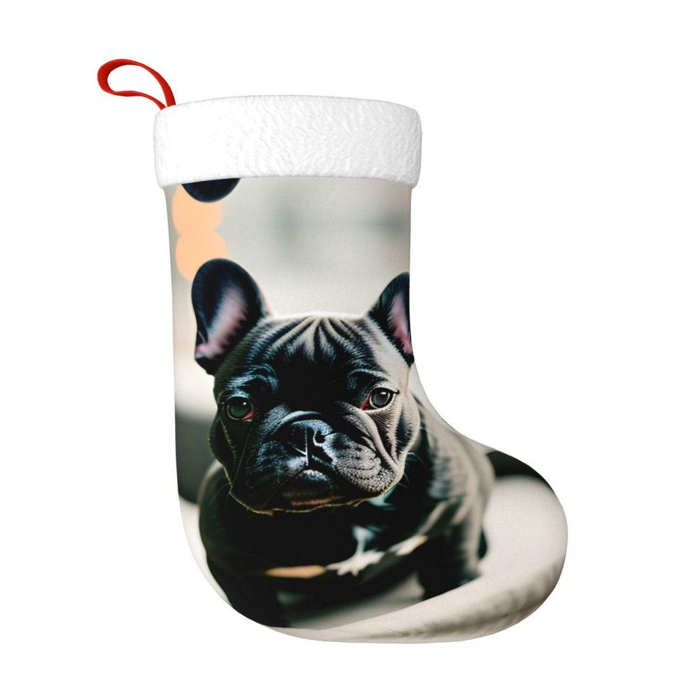 QHWLR Adorable French Bulldog print Christmas socks All Saints ' Day Hanging socks fireplace. Party Decor outdoors