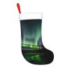 QHWLR Dark Northern Lights print Christmas socks All Saints ' Day Hanging socks fireplace. Party Decor outdoors, Black view 2