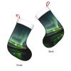 QHWLR Dark Northern Lights print Christmas socks All Saints ' Day Hanging socks fireplace. Party Decor outdoors, Black view 3
