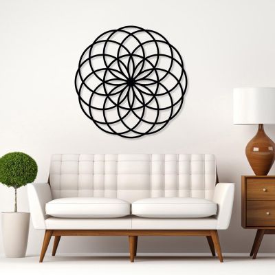 Sri Yantra Metal Wall Art, Sacred Geometry Metal Wall Decor, Mandala Hanging, Torus Decor, Zen Meditation Sign, Spiritual Artwork for Living Room, Inspirational Gift (Black-1, 19"x19" | 47x47cm)