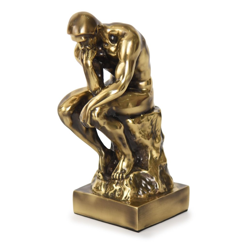 Magicsculp-The Thinker Statue in Brass 8.8 Inch Museum Grade Collectible Figurine Gift Box-(Medium-Brass)
