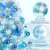 2FT Mini Christmas Tree, Snow Flocked Blue Christmas Trees, 100 Lifelike Branches, 60 LED Lights, 47 Ornaments, 24 Inches Tabletop Artificial Prelit Small Christmas Tree for Holiday Indoor DIY Decor view 2