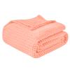 EMME Fleece Blanket Twin Size Luxury Flannel for Couch Bed Sofa Chair, Soft, Plush, Warm and Cozy Blanket with Geometric Grid Design (Pink, 60'' x 80'') view 1