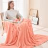 EMME Fleece Blanket Twin Size Luxury Flannel for Couch Bed Sofa Chair, Soft, Plush, Warm and Cozy Blanket with Geometric Grid Design (Pink, 60'' x 80'') view 2