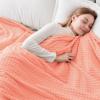 EMME Fleece Blanket Twin Size Luxury Flannel for Couch Bed Sofa Chair, Soft, Plush, Warm and Cozy Blanket with Geometric Grid Design (Pink, 60'' x 80'') view 4