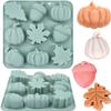 2 Pack 3D Pumpkin Silicone Mold Fall Silicone Mold Halloween Thanksgiving Candy Mold Autumn Maple Leaf Acorn Chocolate Cake Pan Baking Molds for Harvest Theme Cupcake Ice Cube Soap Making (Grey-B) view 1