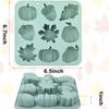 2 Pack 3D Pumpkin Silicone Mold Fall Silicone Mold Halloween Thanksgiving Candy Mold Autumn Maple Leaf Acorn Chocolate Cake Pan Baking Molds for Harvest Theme Cupcake Ice Cube Soap Making (Grey-B) view 2
