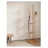 GLigeT Coat Rack Stand Wood Coat Rack Floor Rod Bedroom Indoor Hanging Clothes Rack Entryway Home Package Rack Vertical Shelves Coat Hanger Stand(C) view 4