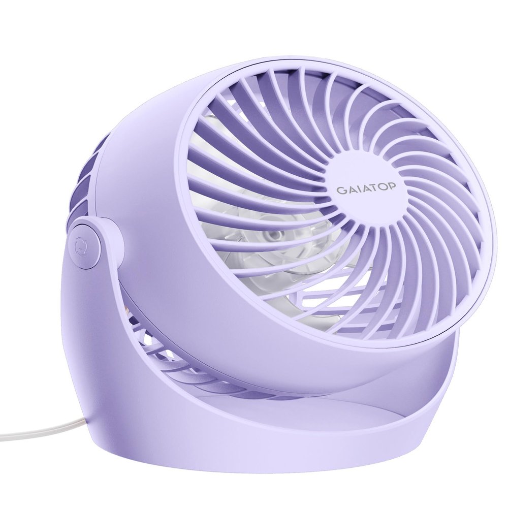 Gaiatop Desk Fan, 5-Inch Portable Electric Table Desktop Air Circulator Fans, Small but Powerful with 3 Speed 360 Adjustable Tilt for Cooling Home Dorm Office Bedroom Bathroom Kitchen, Purple