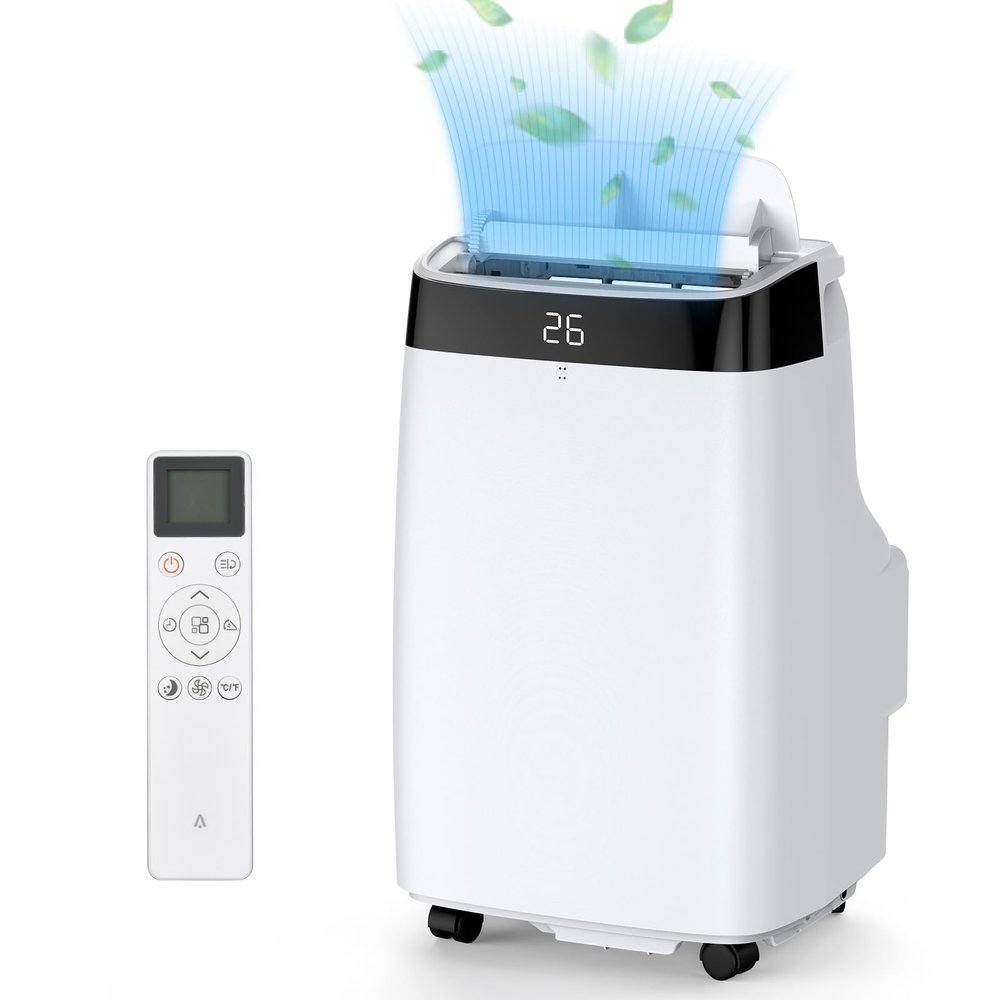 AsyPets Portable Air Conditioner with 10000 BTU - Remote Control, 450 Sq. Ft Coverage, 3-in-1 Functions, Digital Display, for Home or Office, White