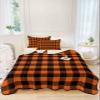 TocaHome Summer Quilts Twin XL Size, Lightweight Buffalo Check Plaid Comforter Set for Bed, All Season Bedspreads Black and Orange Buffalo Plaid Soft Quilt Bedding with 2 Pillowcases 68x98 Inch view 3