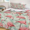 Summer Quilts Twin XL Size, Lightweight Quilted Coverlet Nature Comforter Set for Bed, All Season Bedspreads Flamingos with Tropical Leaves Pattern Soft Quilt Bedding with 2 Pillowcases 68x98 Inch view 2