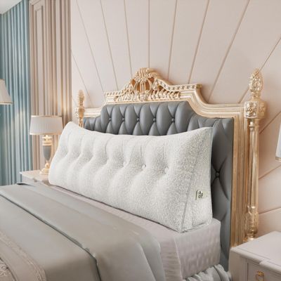 BNCKTRD Triangle Reading Pillow XXLKing Size XXL Wedge Headboard Extra Large Back Support Pillow for Sitting up in Bed Daybed Bolster Backrest Cushion Velvet Ivory