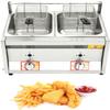 XQZMZSCP Commercial Countertop LPG Gas Deep Fat Fryer Dual Tanks with 10Lx2 Basket and Lid Stainless Steel Large Capacity Propane LPG with Metal Tube view 1