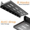 SKIKEN Folding Shelf with Hooks Wall Mount, Laundry Room Metal Shelves, Fold Up 90 and 8 Hooks, Foldable Storage Wall Shelf for Rv, Utility Room, Garage, Space Saving, Black17.0", 2 Pack view 4