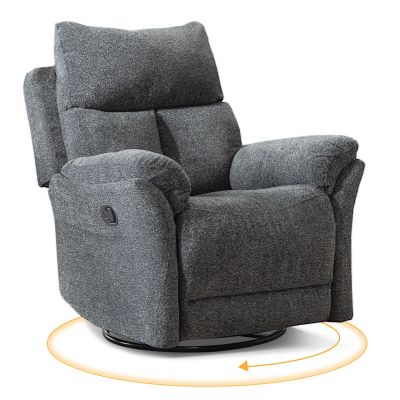 ANJ Swivel Rocker Recliner Chair Nursery Manual Glider Rocking Recliner Chairs for Adults, Small Recliners for Small Space, 360 Swivel Lazy Boy Recliner Chairs for Living Room, rv, Smoky Grey