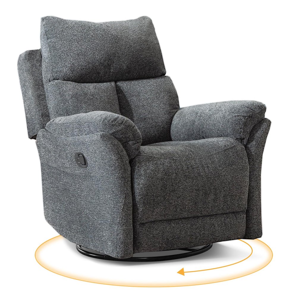 ANJ Swivel Rocker Recliner Chair Nursery Manual Glider Rocking Recliner Chairs for Adults, Small Recliners for Small Space, 360 Swivel Lazy Boy Recliner Chairs for Living Room, rv, Smoky Grey