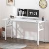 Need Folding Desk, 54 inch Large Computer Desk for Home Office, No Install Needed Study Student Writing Table Desk Workstation, White view 2