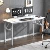 Need Folding Desk, 54 inch Large Computer Desk for Home Office, No Install Needed Study Student Writing Table Desk Workstation, White view 4