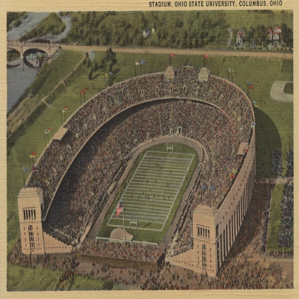 Art.com Wall Art Print Columbus, Ohio - Ohio State University Stadium from Air by Lantern Press, 36" x 24"