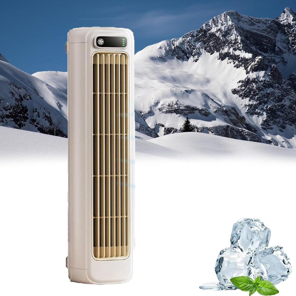 Home Desktop Fan(Gray/White) - Office Tower Fan - Living Room Cooling Fan - Kitchen Bladeless Fan - Balcony Rechargeable Fan - Bathroom Air Cooler Fan - Outdoor Moving Fan - Multiple Uses(White)