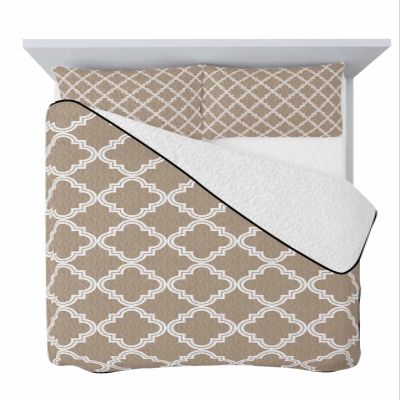 Summer Quilts Full Size, Lightweight Quilted Coverlet Geometric Simple Style Comforter Set for Bed, All Season Bedspreads Beige Morocco Pattern Texture Soft Quilt Bedding with 2 Pillowcases 78x90 Inch