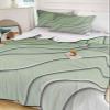 TocaHome Summer Quilts Full Size, Lightweight Quilted Coverlet Sage Green Gradient Stripes Comforter Set for Bed, All Season Bedspreads Soft Quilt Bedding with 2 Pillowcases 78x90 Inch view 2