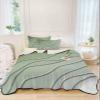 TocaHome Summer Quilts Full Size, Lightweight Quilted Coverlet Sage Green Gradient Stripes Comforter Set for Bed, All Season Bedspreads Soft Quilt Bedding with 2 Pillowcases 78x90 Inch view 3