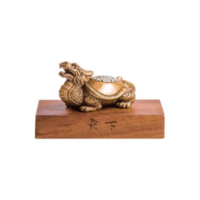 COPPERTIST.WU Dragon Turtle Ornament, Handmade Lucky Feng Shui Loong Turtle Decor for Living Room (Large)