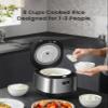 COMFEE' Compact Rice Cooker 8 Cups Cooked/4 Cups Uncooked, 9-in-1 Multi Cooker, Fast Rice Maker, Steam, Brown Rice, Grains, Fuzzy Logic Technology, Grey view 3