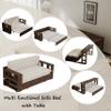 MWrouqfur 52.4'' Pull-Out Sofa Bed, 3-in-1 Convertible Sleeper Sofa with Side Storage, Daybed with Velvet Cushions for Living Room, Apartment, Small Space (Beige) view 3