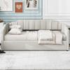 HABITRIO Full Size Daybed, Upholstered Full Daybed Frame with Underneath Storage, Sofa Bed for Bedroom/Living Room, Beige view 1