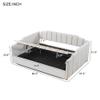 HABITRIO Full Size Daybed, Upholstered Full Daybed Frame with Underneath Storage, Sofa Bed for Bedroom/Living Room, Beige view 2