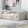 HABITRIO Full Size Daybed, Upholstered Full Daybed Frame with Underneath Storage, Sofa Bed for Bedroom/Living Room, Beige view 4